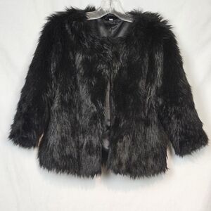Womens Faux Fur Black Jacket, Vinage Y2K Cropped Winter Coat **HOST PICK**
